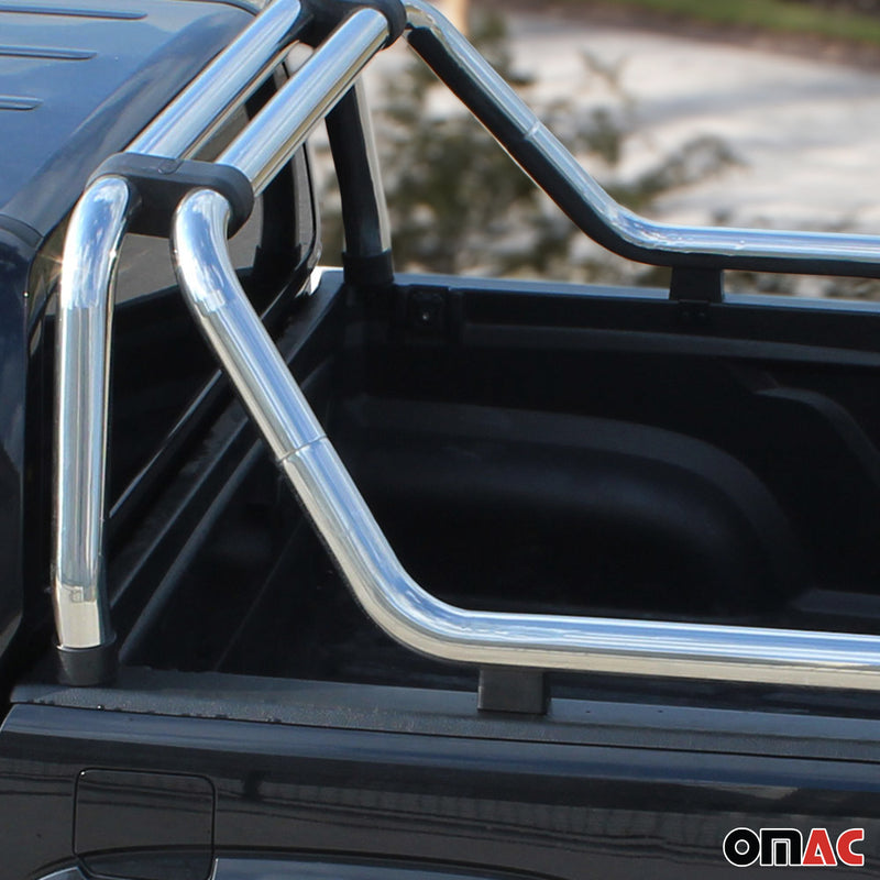 Überrollbügel Rollbar für Fiat Fullback 2016-2021 Gefärbten Stahl Ø76 Silber