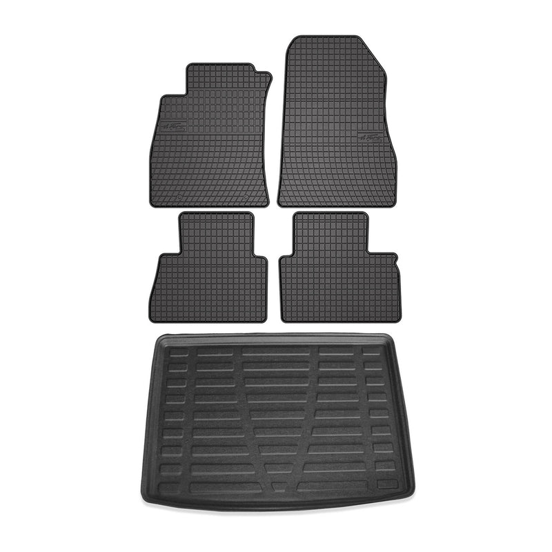 Fußmatten & Kofferraumwanne Set für Nissan Juke 2010-2019 Gummi TPE Schwarz 5x