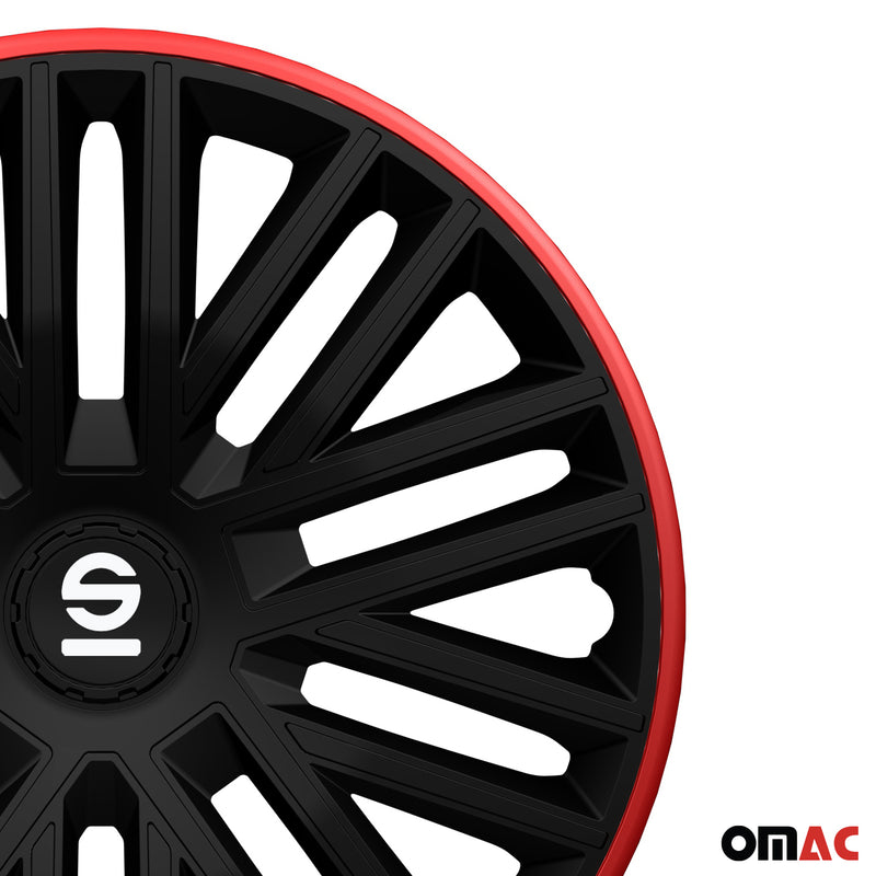 Radkappen Radzierblenden Sparco Bergamo 14" Zoll Abdeckung Set Schwarz Silber 4x