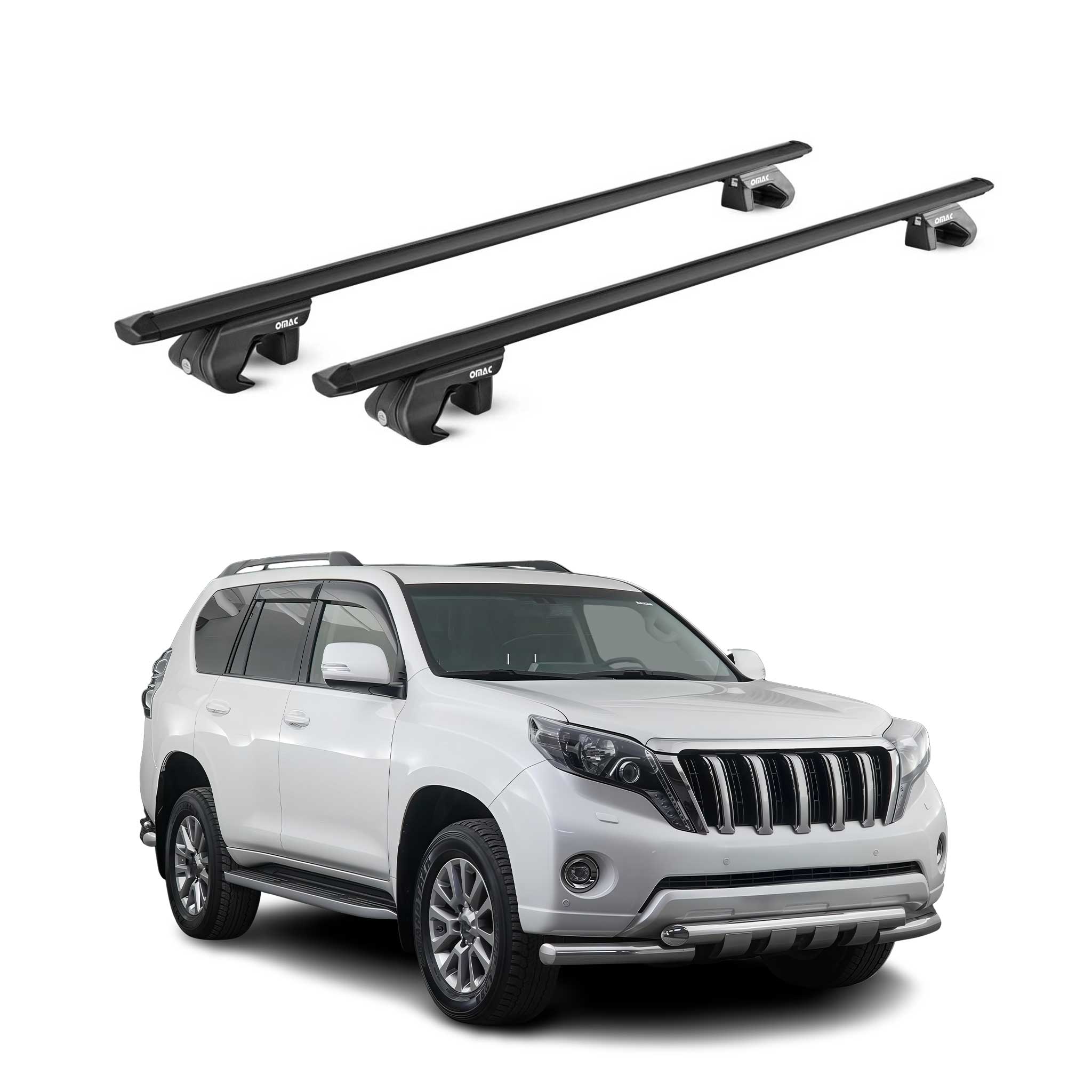 Dachträger für Toyota Land Cruiser 150 2009-2023 5 tür 90kg Alu Schwarz 2x ABE