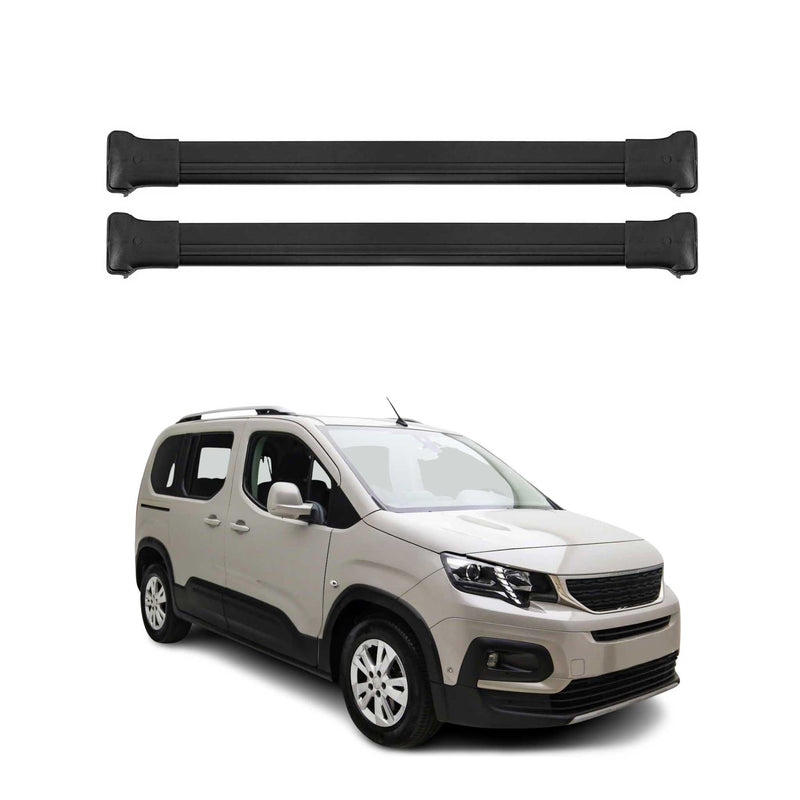 Dachträger Grundtäger für Peugeot Partner mk3 2018-2025 75kg Alu Schwarz 2 tlg