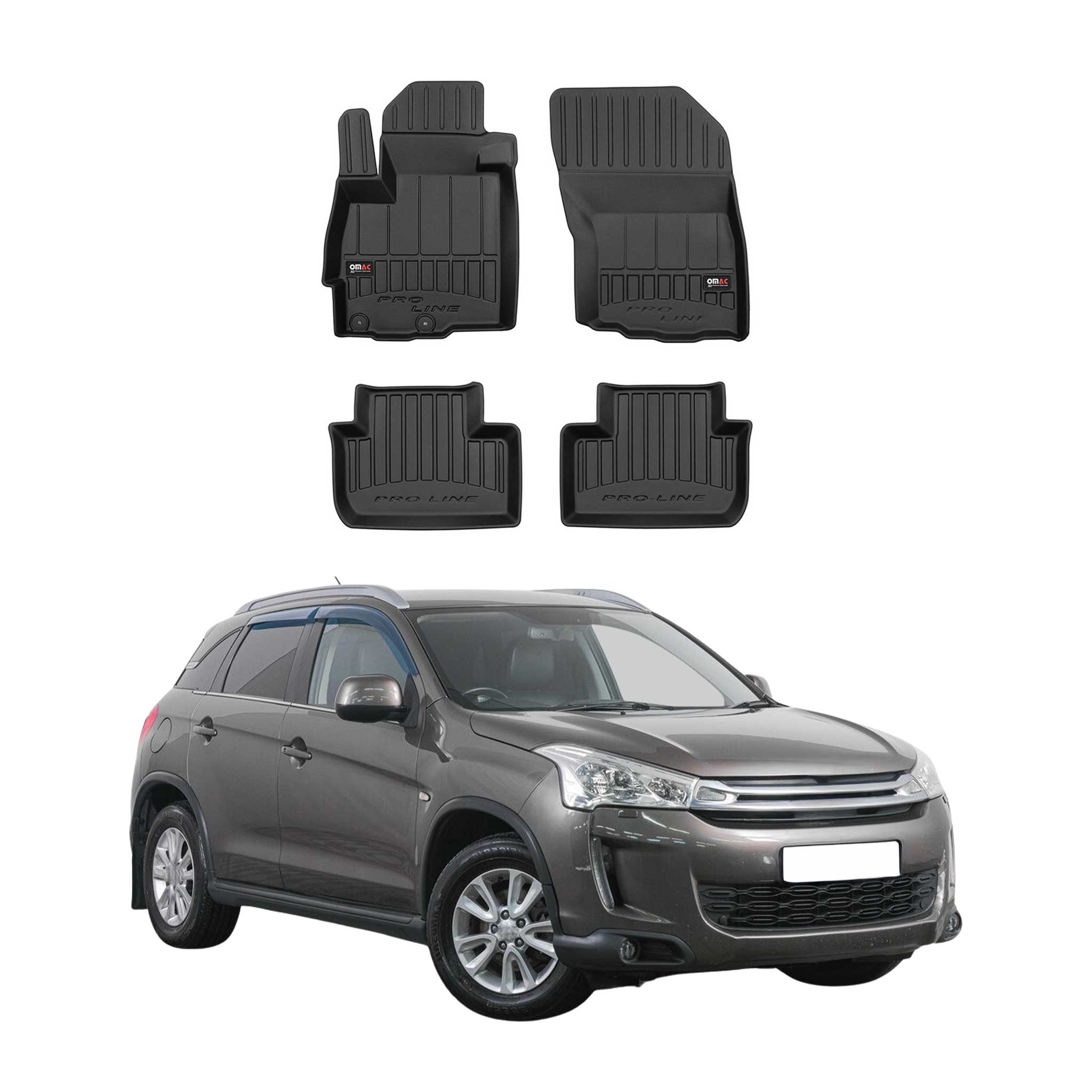 OMAC Gummi Fußmatten für Citroen C4 Aircross 2012-2017 Premium Gummi Schwarz 4x