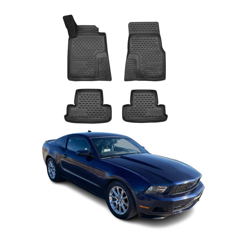 OMAC Gummimatten Fußmatten für Ford Mustang 2010-2013 TPE Automatten Schwarz 4x