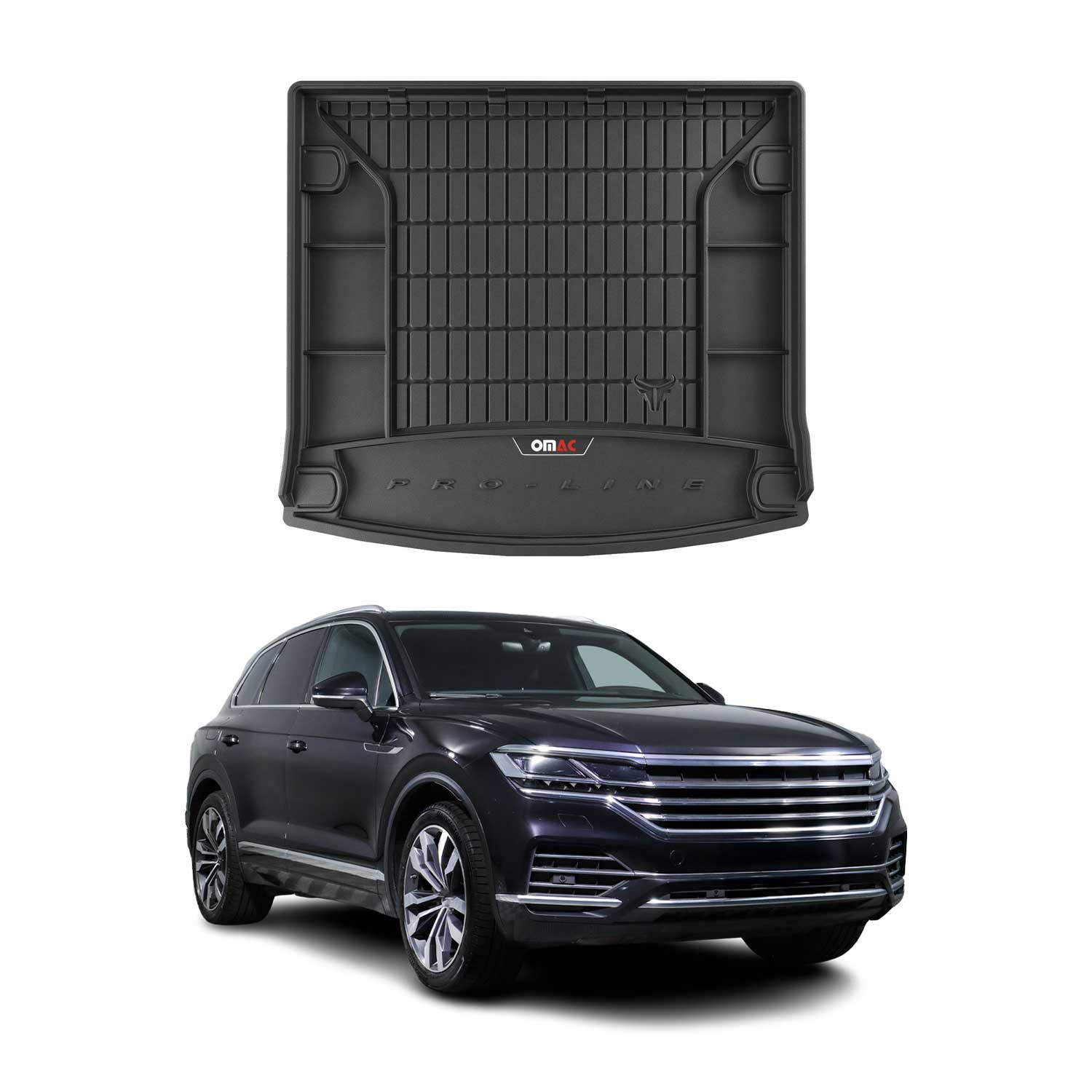 OMAC Gummi Kofferraumwanne für VW Touareg 2018-2026 TPE Laderaumwanne Schwarz