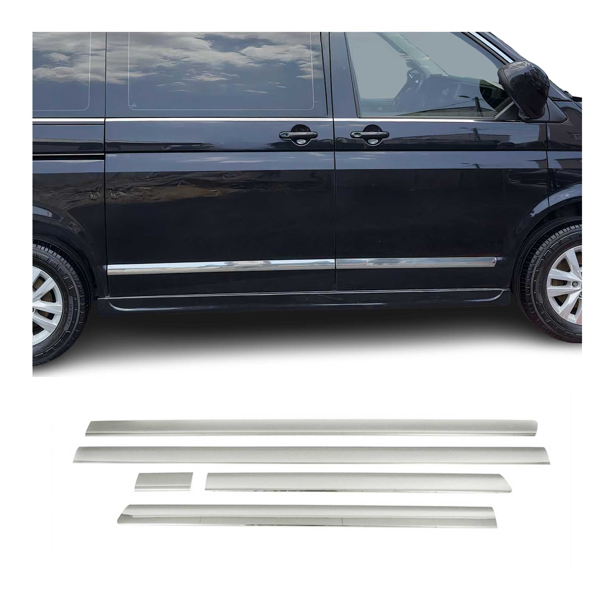 Seitentürleiste Türschutz für VW T6 T6.1 alle 2015-2024 Kurzer L1 Chrom 5x