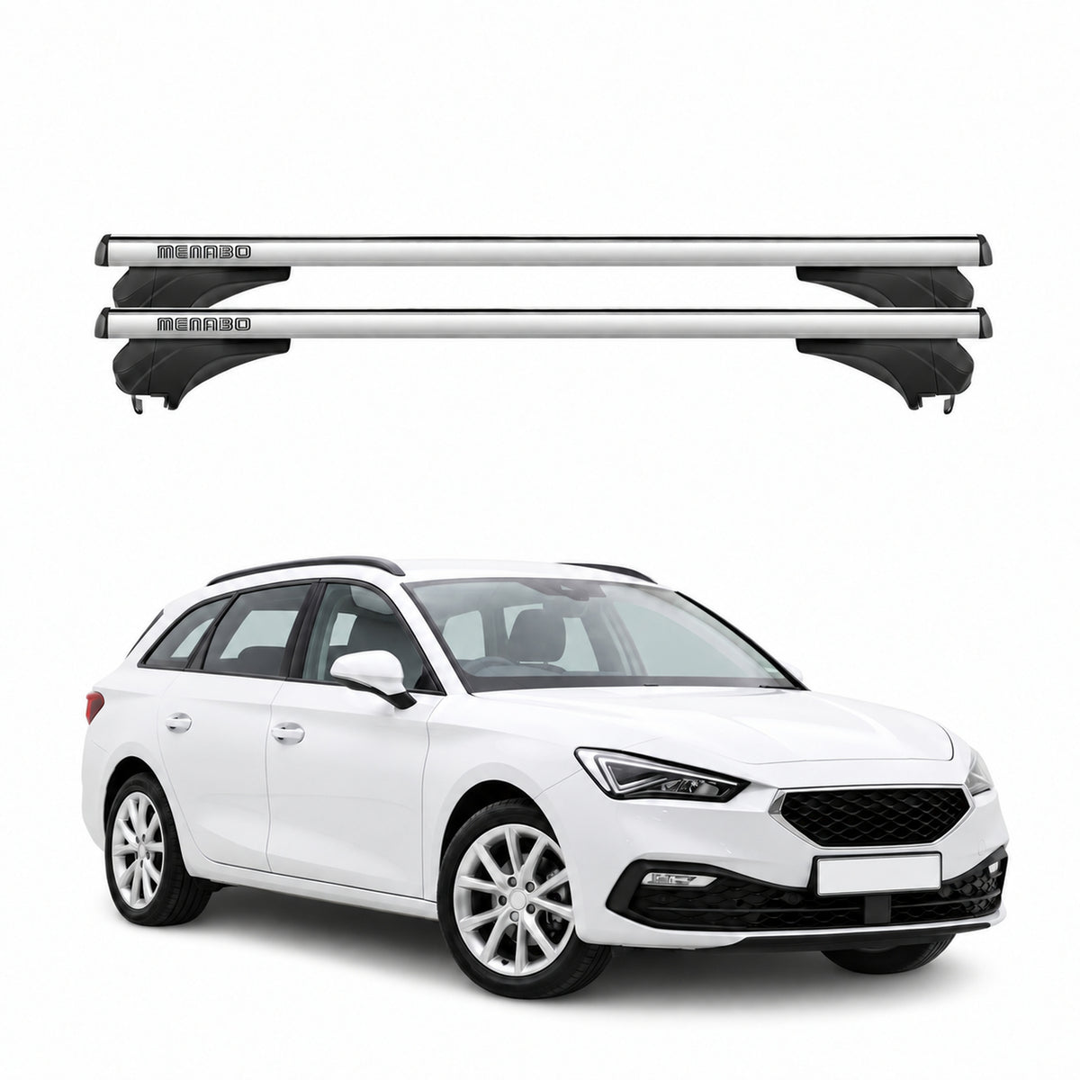 Menabo Dachträger für Seat Leon IV Sportstourer 2020-2026 Aluminium Silber