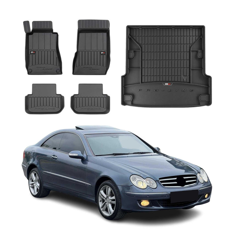 OMAC Fußmatten & Kofferraumwanne Set für Mercedes CLK C209 2002-2009 Gummi 5x