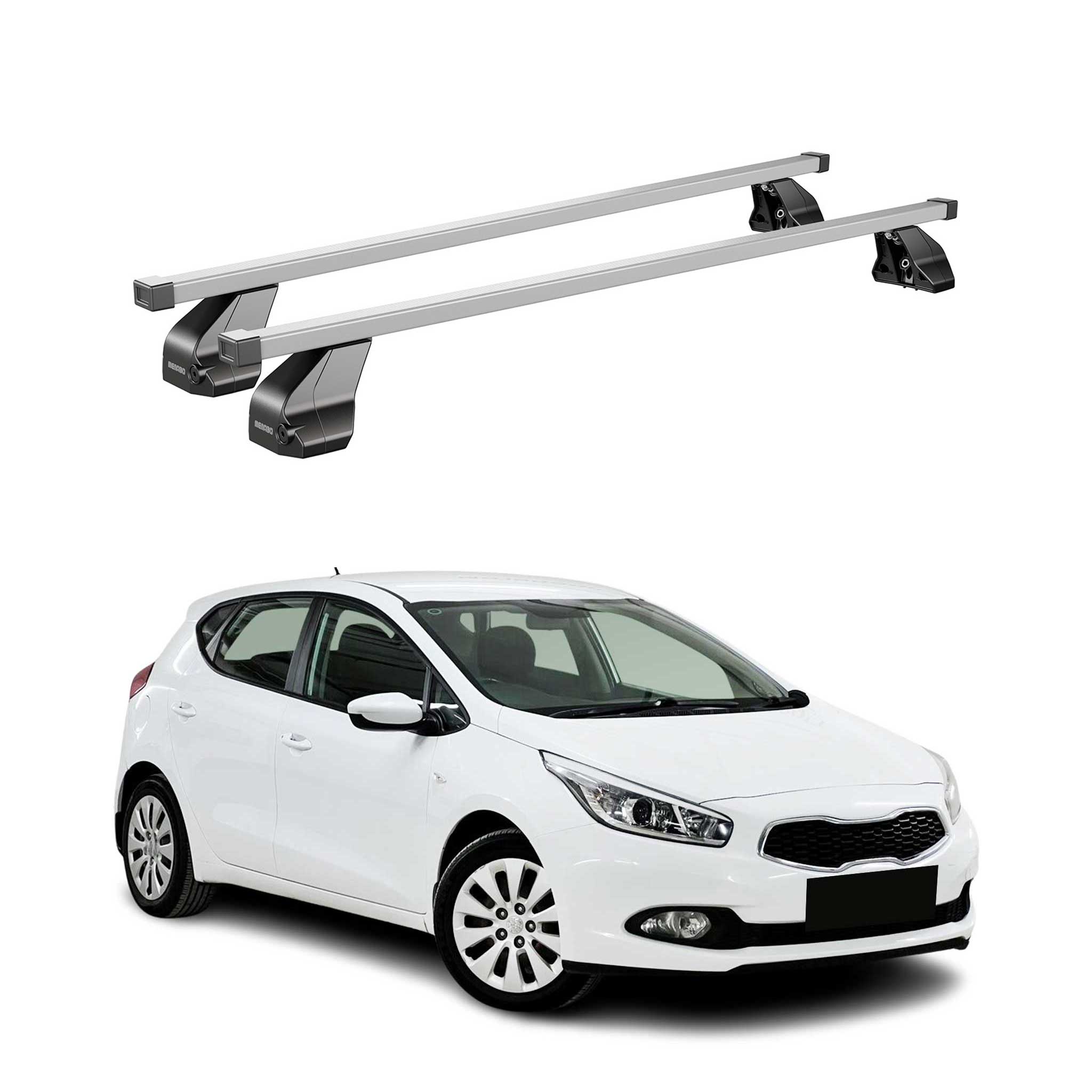 Menabo Dachträger Grundtäger für Kia Ceed 2012-2018 75kg Stahl Silber 2 tlg