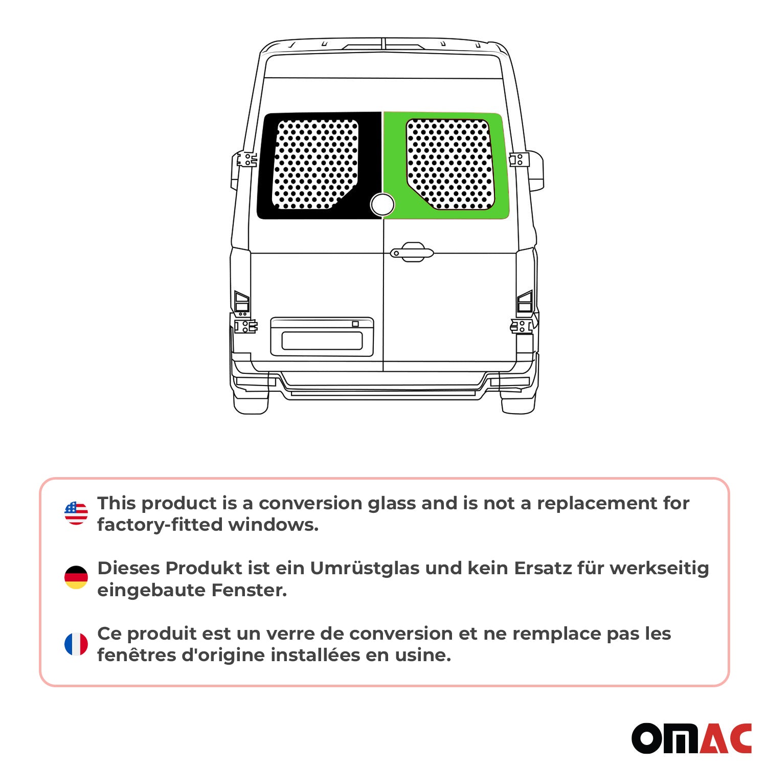 Heckscheibe Fenster für VW Crafter 2017-2026 Doppelflügeltür Hinten Rechts L2 L3