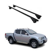 Dachträger Grundtäger für Mitsubishi L200 2005-2015 75kg Metall Schwarz 2 tlg