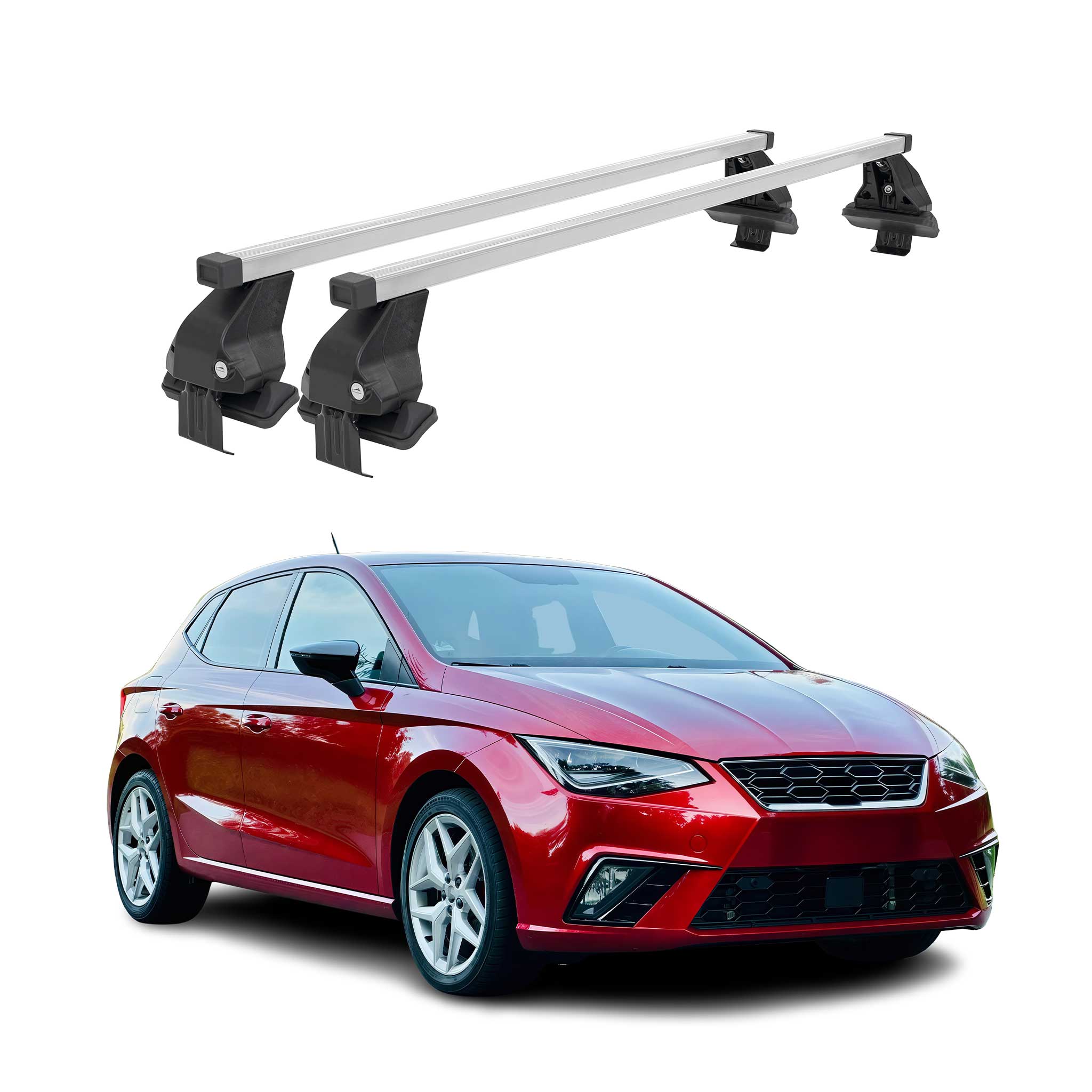 Menabo Dachträger Grundtäger für Seat Ibiza mk5 2017-2026 50kg Stahl Silber 2x