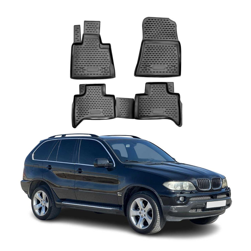 OMAC Gummimatten Fußmatten für BMW X5 E53 1999-2006 TPE Automatten Schwarz 4x
