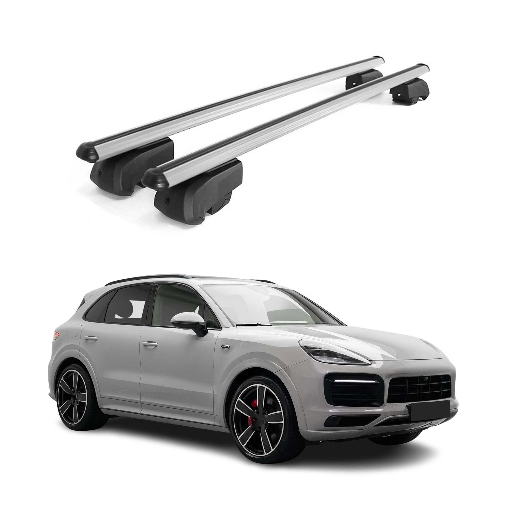 Dachträger Gepäckträger für Porsche Cayenne 2018-2023 ABE Aluminium Grau 2x