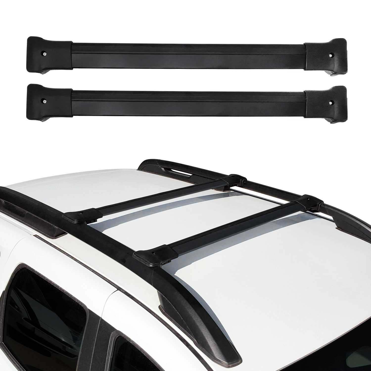 Dachträger Grundtäger für Dacia Duster mk2 2018-2021 Pre-FL 75kg Alu Schwarz 2x