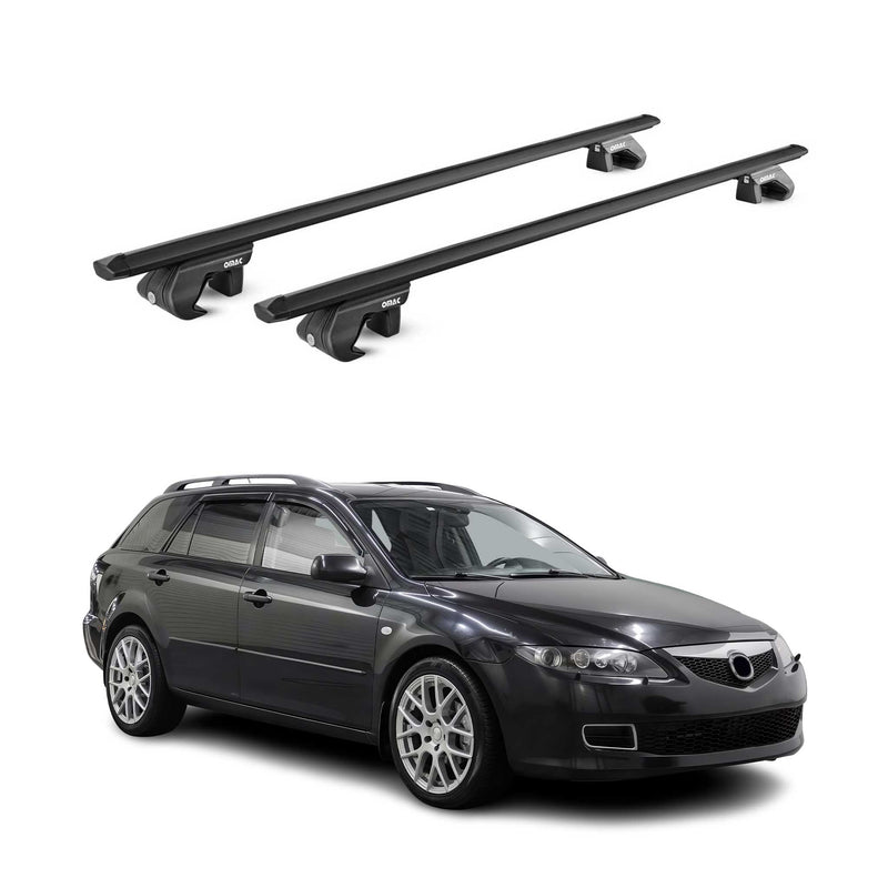 Dachträger Grundtäger für Mazda 6 Kombi 2002-2008 90kg Alu Schwarz 2 tlg ABE