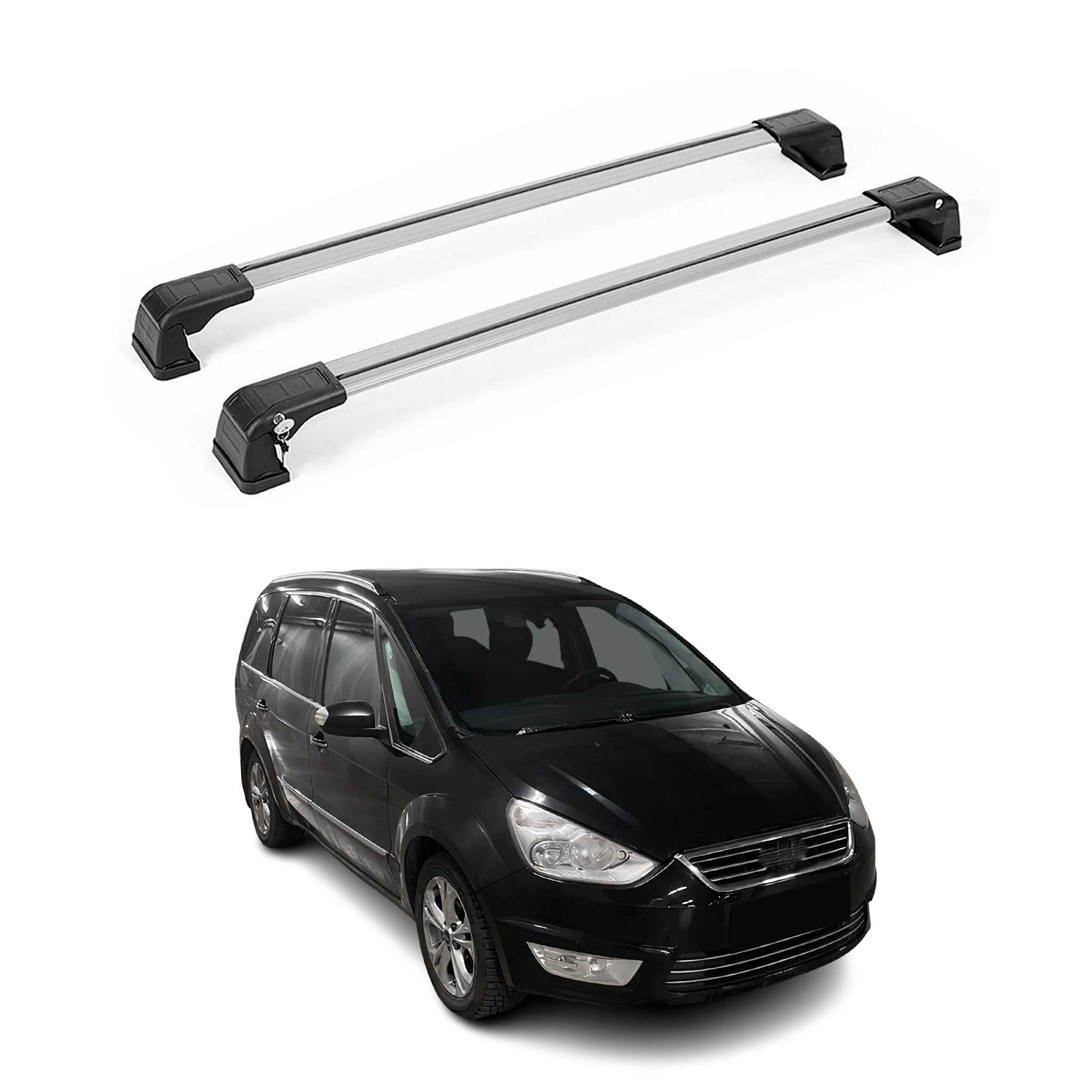 Aluminium Dachträger Gepäckträger für Ford Galaxy 2010-2015 Silber 2tlg
