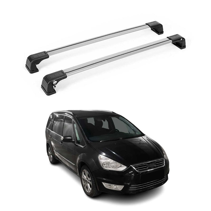 Aluminium Dachträger Gepäckträger für Ford Galaxy 2010-2015 Silber 2tlg
