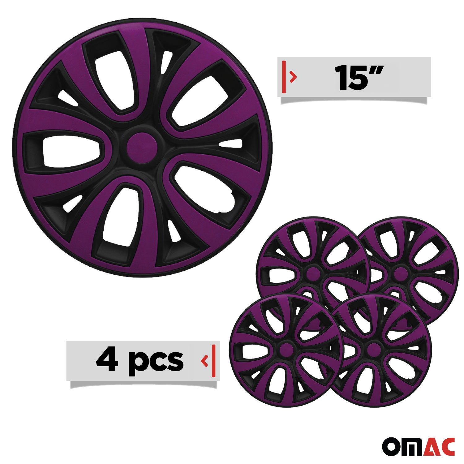 4x Radblenden Radzierblenden Radkappen 15" Zoll Stahlfelgen Schwarz-Lila