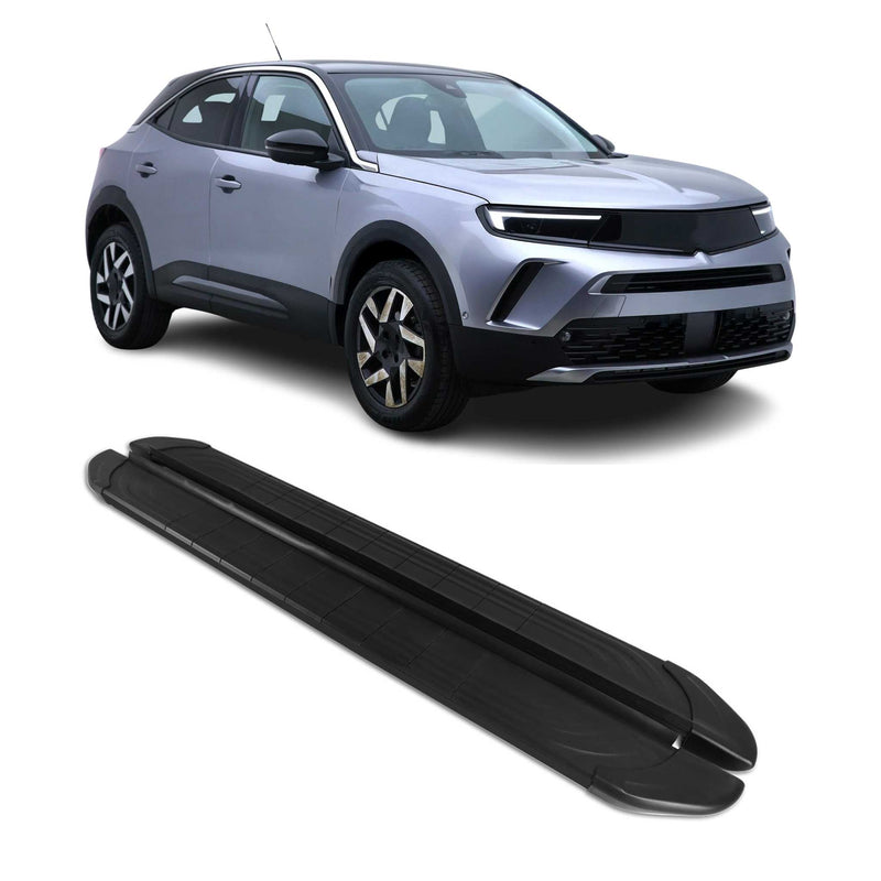 Seitenschweller Trittbretter für Opel Mokka 2020-2025 Alu Schwarz 2tlg