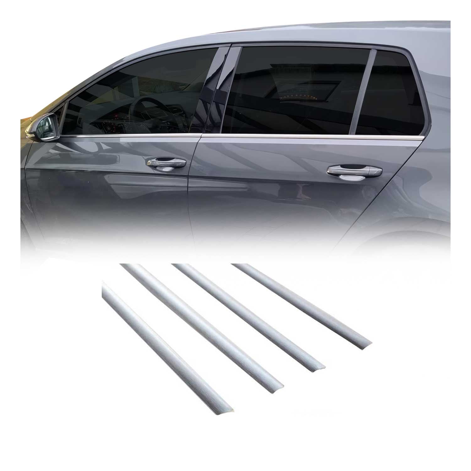 Fensterleisten Zierleisten für VW Golf 2012-2019 Gebürstet Edelstahl Chrom 4tlg