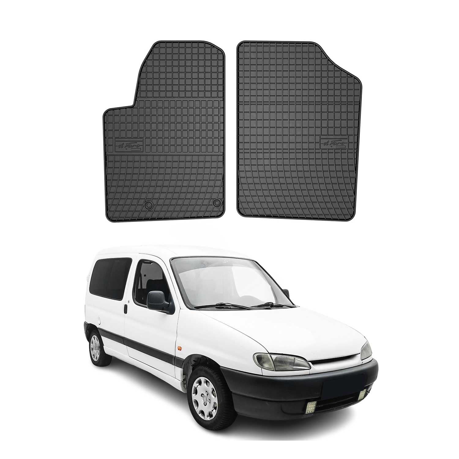 OMAC Gummi Fußmatten für Peugeot Partner Kasten 1999-2010 Automatten Schwarz 2x