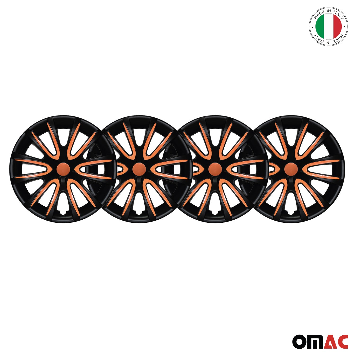 4x Radblenden Radkappen Radzierblenden für 14" Zoll Stahlfelgen Schwarz Orange