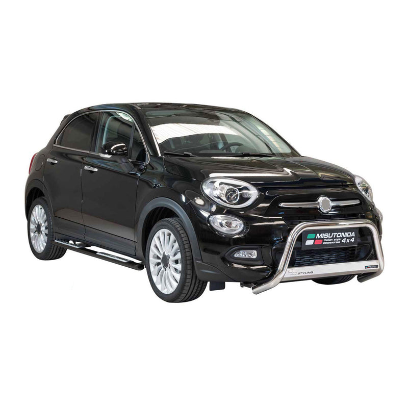 Edelstahl Seitenschweller Schwellerrohre für Fiat 500X 2014-2018 Schwarz