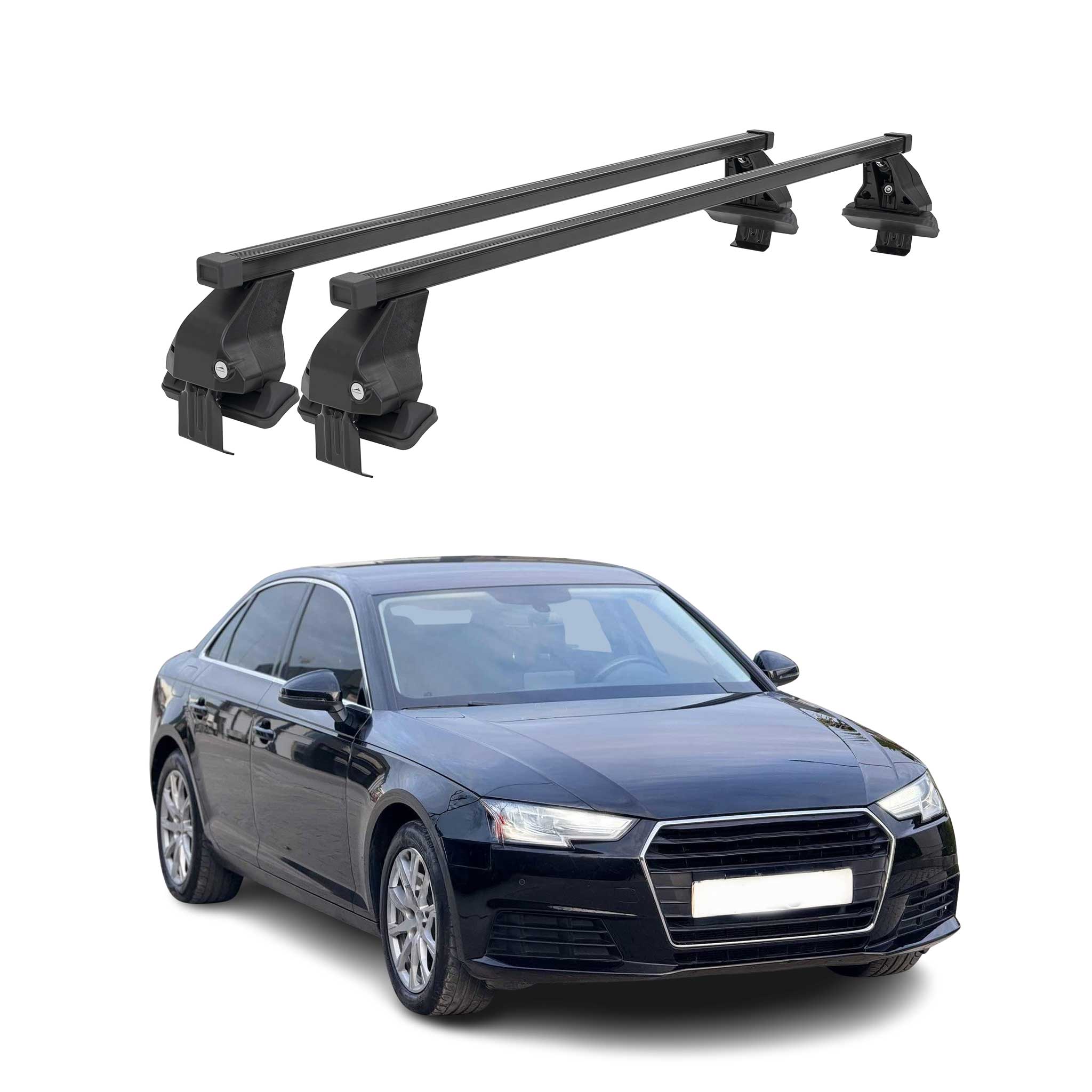Menabo Dachträger Grundtäger für Audi A4 B9 Limo 2016-2025 50kg Stahl Schwarz 2x