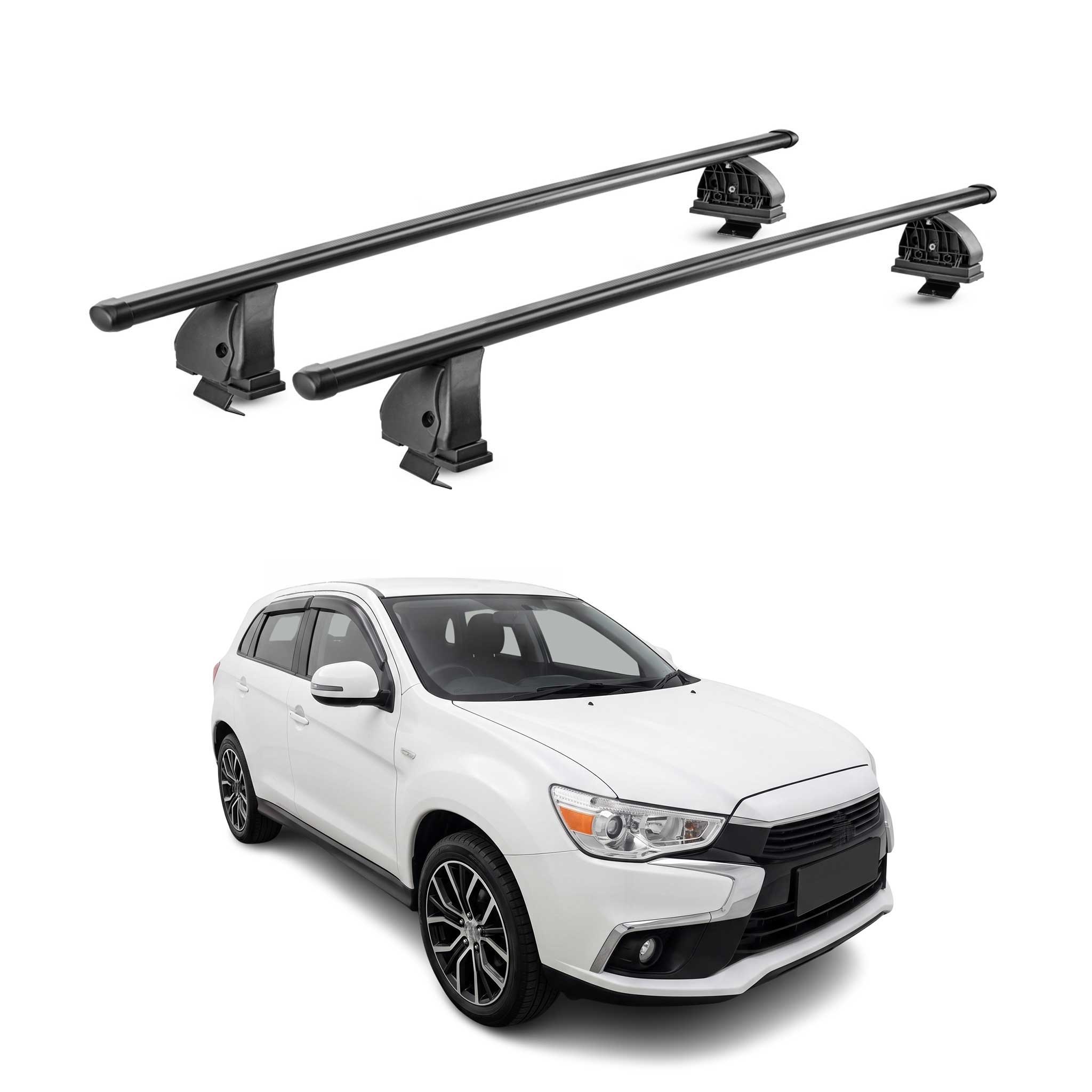 Stahl Dachträger für Mitsubishi ASX I 2010-2022 TÜV 75 kg 2tlg Schwarz