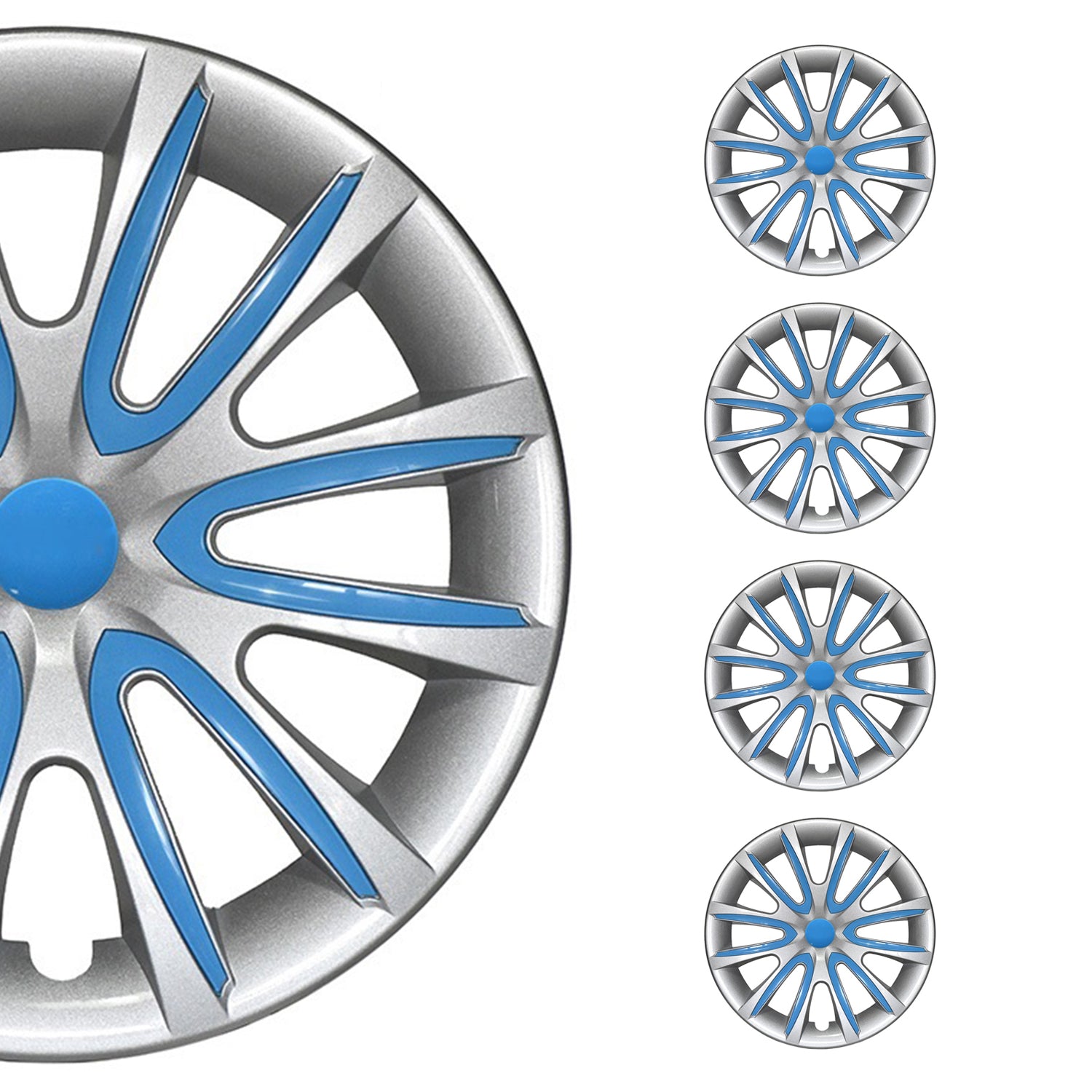4x Radblenden Radkappen Radzierblenden 14" Zoll Stahlfelgen Grau Blau