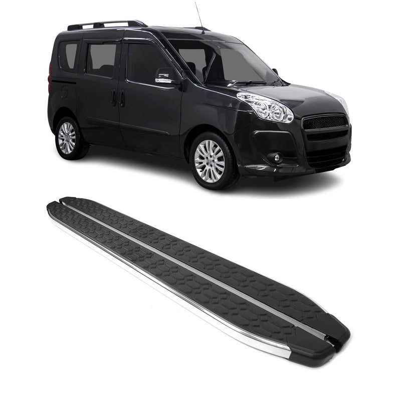 Trittbretter Seitenschweller für Fiat Doblo L1 2010-21 Edelstahl Schwarz Silber