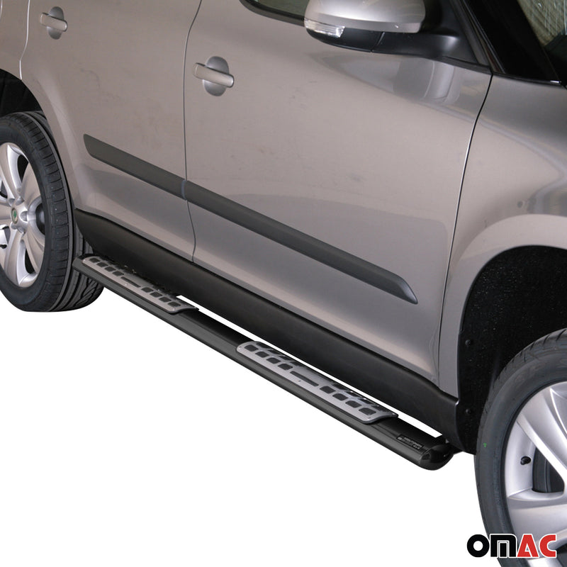 Edelstahl Seitenschweller Schwellerrohre für Skoda Yeti 2009-2013 Schwarz