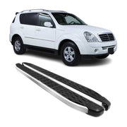 Trittbretter Seitenschweller für Ssangyong Rexton Y250 2006-2012 Schwarz Silber