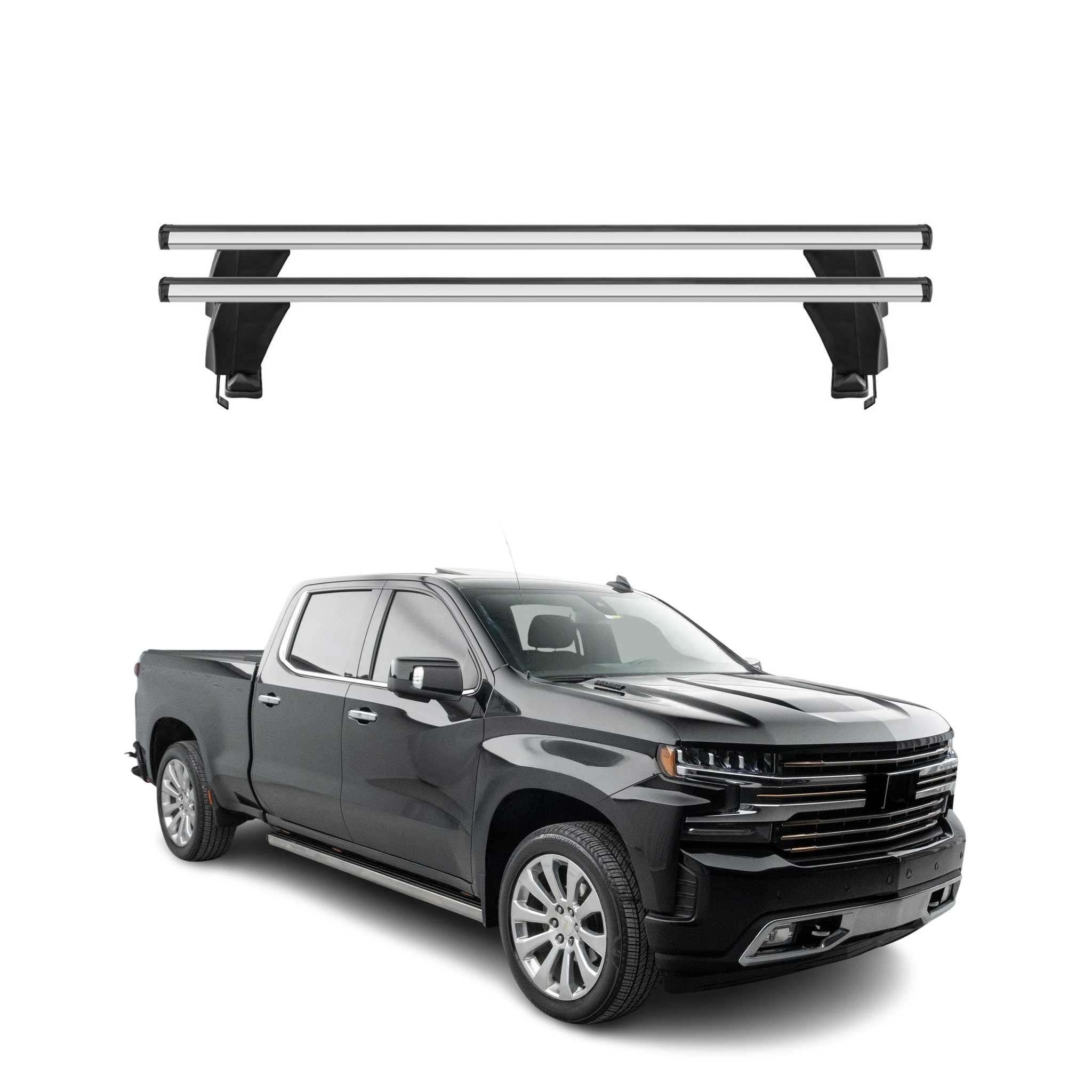 Menabo Dachträger Grundtäger für Chevrolet Silverado IV 2019-26 4 Tür Silber 2x