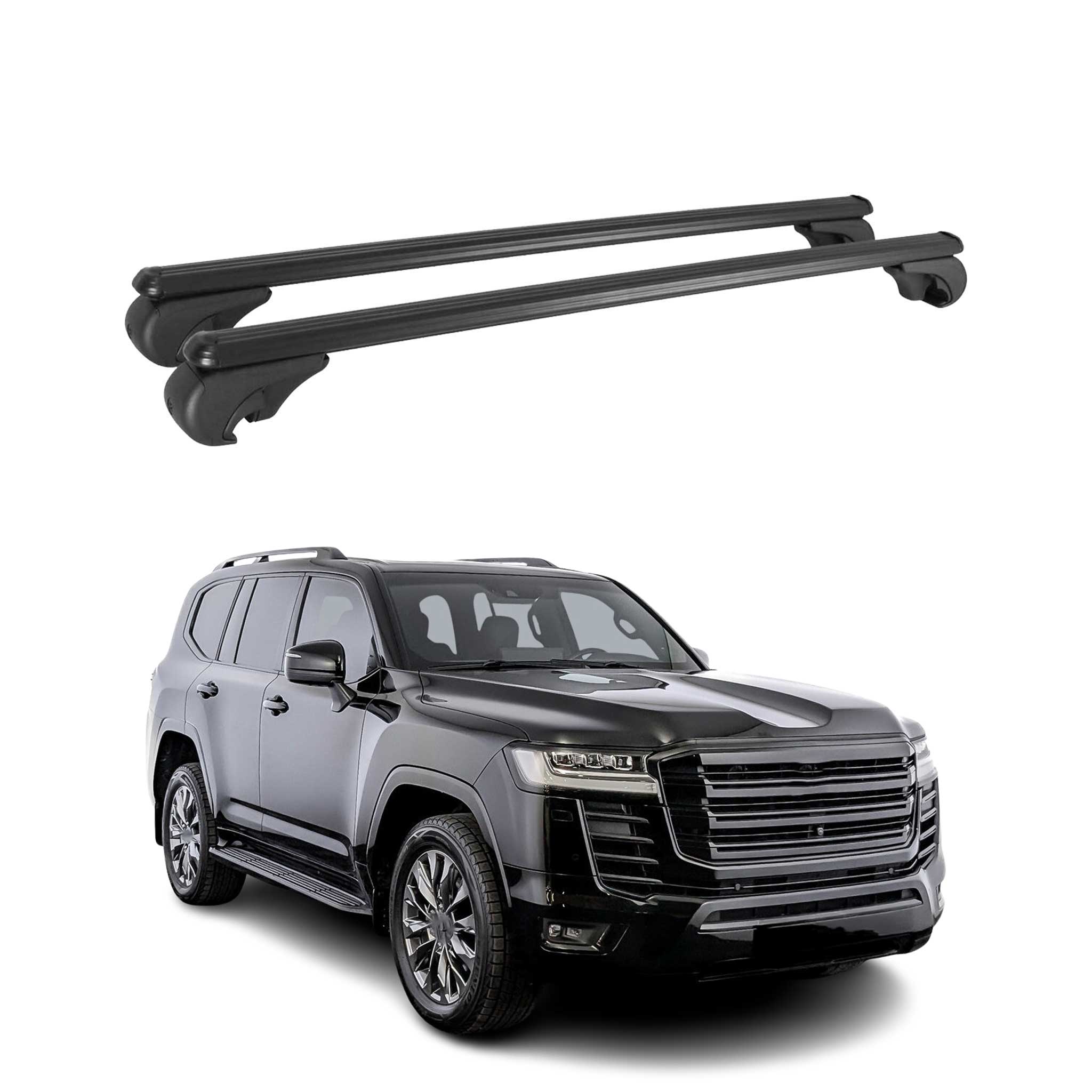 Dachträger für Toyota Land Cruiser 2022-2026 Gepäckträger Aluminium Schwarz 2x