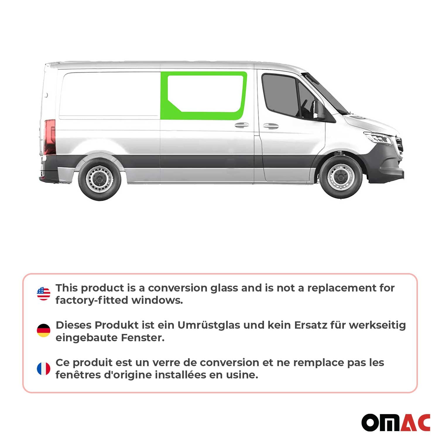 Seitenfenster für Mercedes Sprinter W907 2018-2026 Rechts Vorne Fenster L2 L3 L4