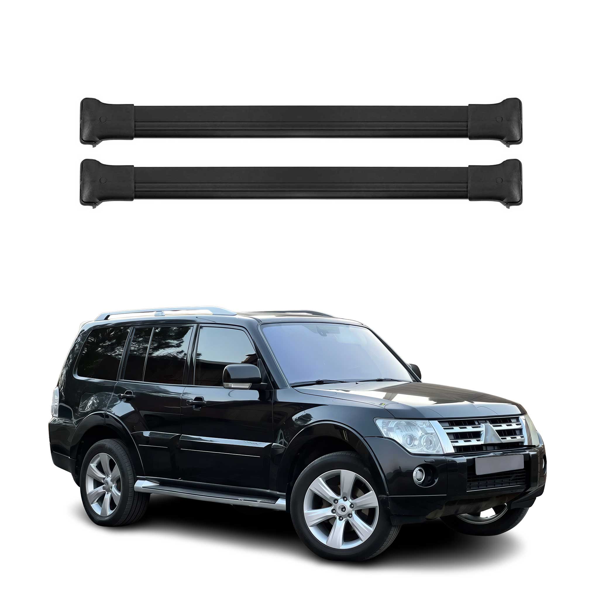 Dachträger Grundtäger für Mitsubishi Pajero III IV 1998-2021 75kg Alu Schwarz 2x