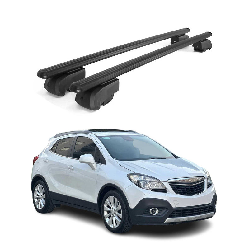 Dachträger Grundtäger für Opel Mokka 2012-2016 75kg Aluminium Schwarz 2 tlg