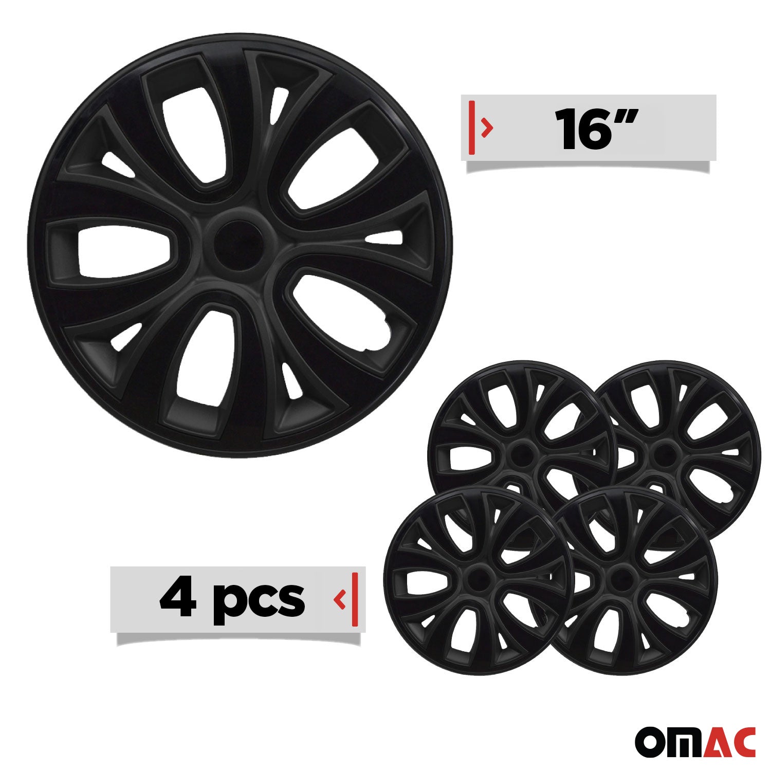 4x Radblenden Radkappen Radzierblenden 16" Zoll Schwarz Matt