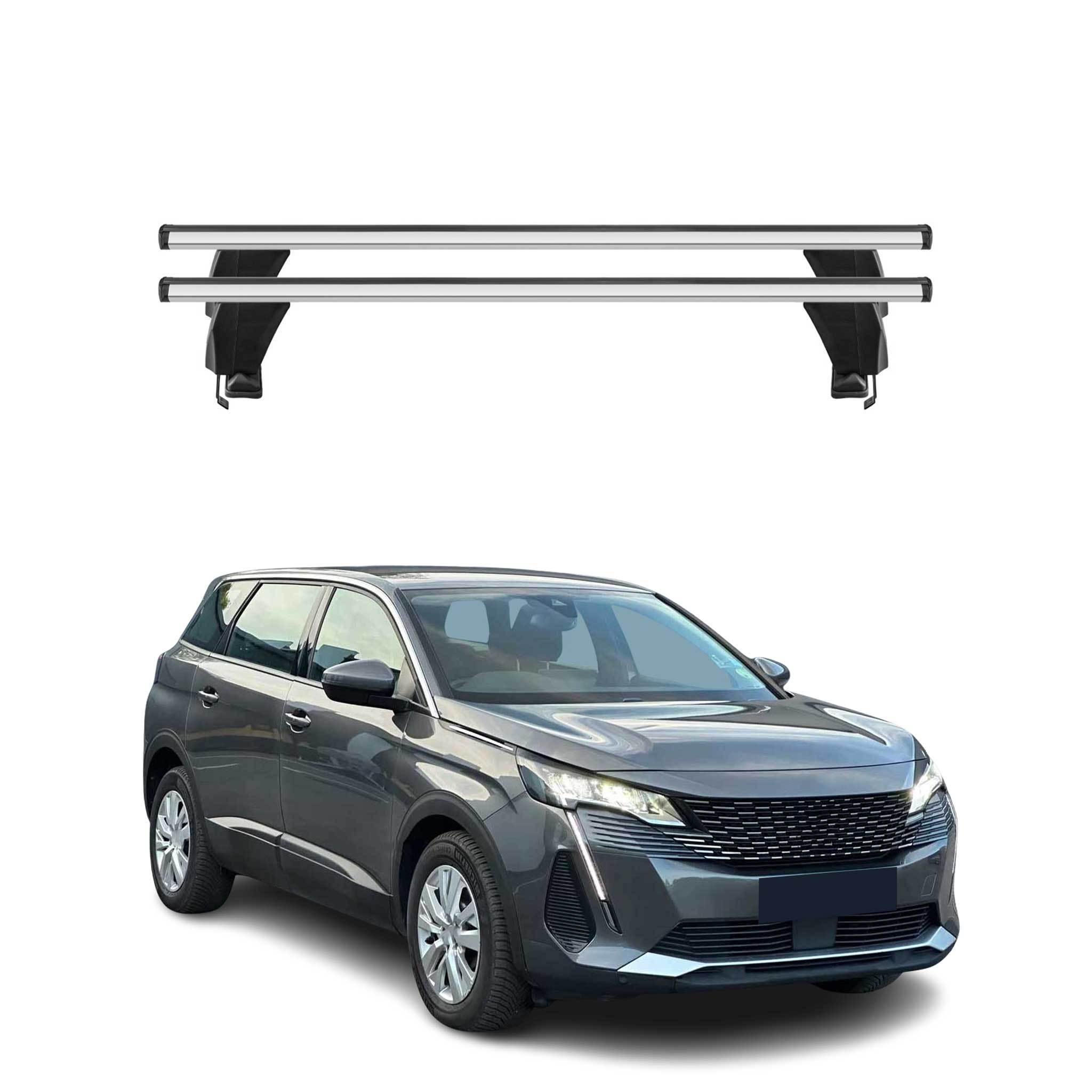 Menabo Dachträger Grundträger für Peugeot 5008 II Facelift 2020-2024 Alu Grau 2x