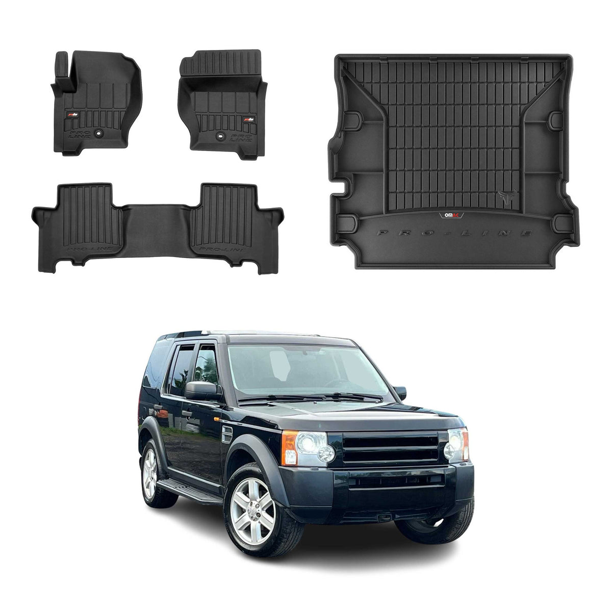 Fußmatten & Kofferraumwanne Set für Land Rover Discovery LR3 2004-2009 Schwarz