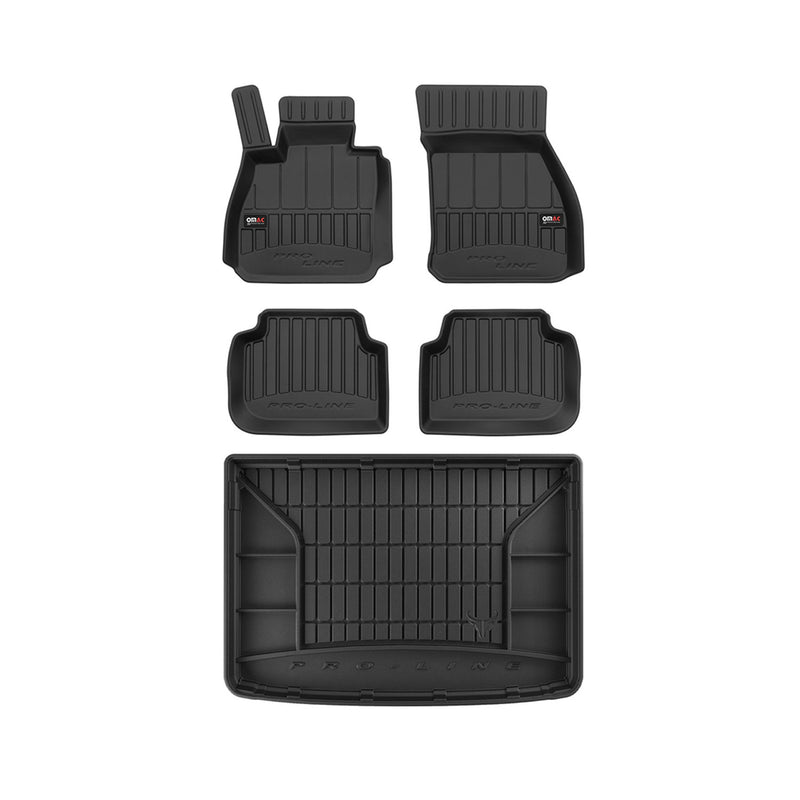 OMAC Fußmatten & Kofferraumwanne Set für Mini Clubman 2014-2024 Gummi Schwarz 5x