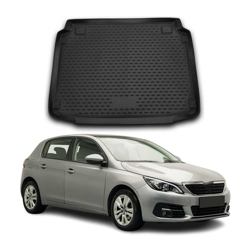 Kofferraummatte Kofferraumwanne für Peugeot 308 2014-2021 Gummi TPE Schwarz
