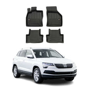 OMAC Gummi Fußmatten für Skoda Karoq 2017-2026 Premium TPE Automatten Schwarz 4x