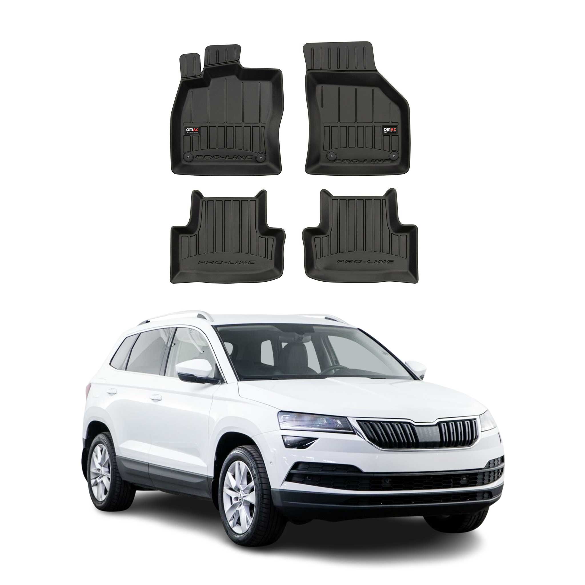OMAC Gummi Fußmatten für Skoda Karoq 2017-2026 Premium TPE Automatten Schwarz 4x
