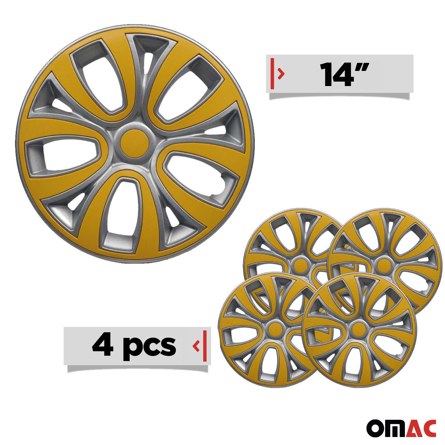 4x Radblenden Radkappen Radzierblenden für 14" Zoll Stahlfelgen Silber Gelb