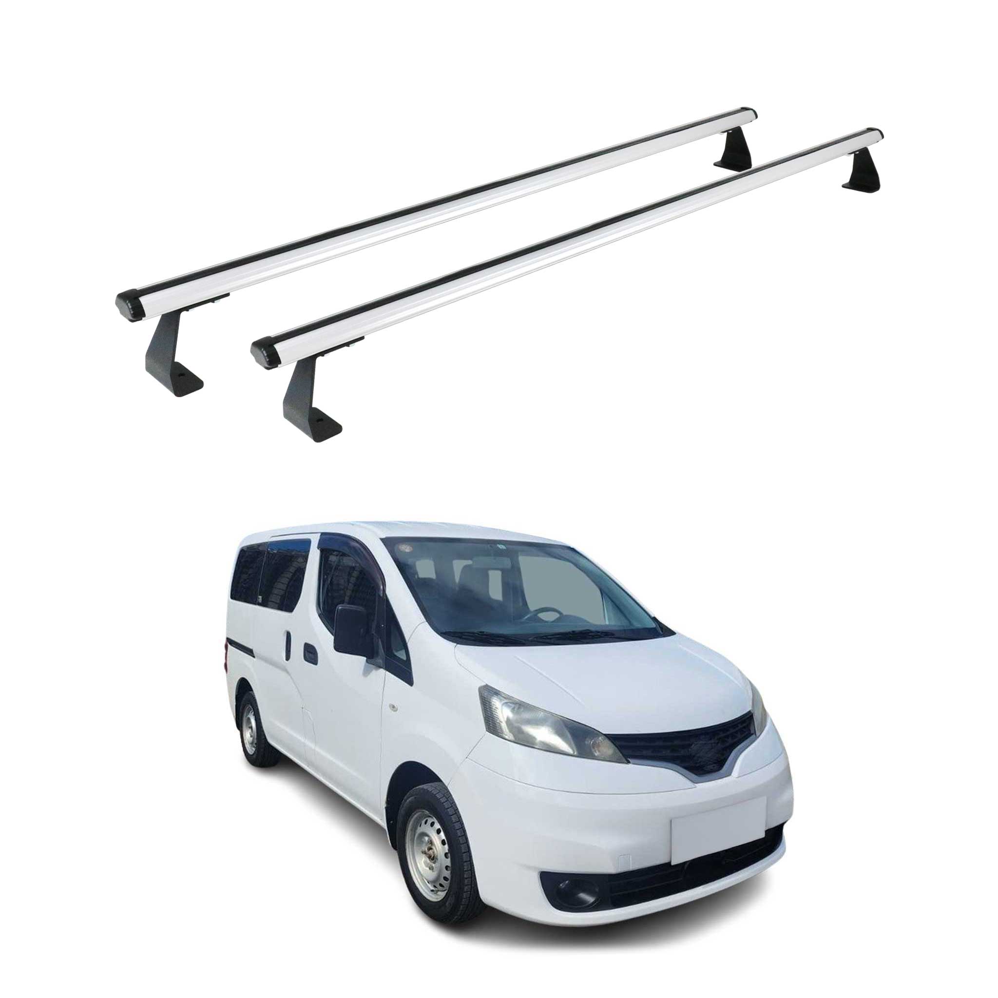 Dachträger Grundtäger für Nissan NV200 2009-2021 75kg Aluminium Silber 2 tlg