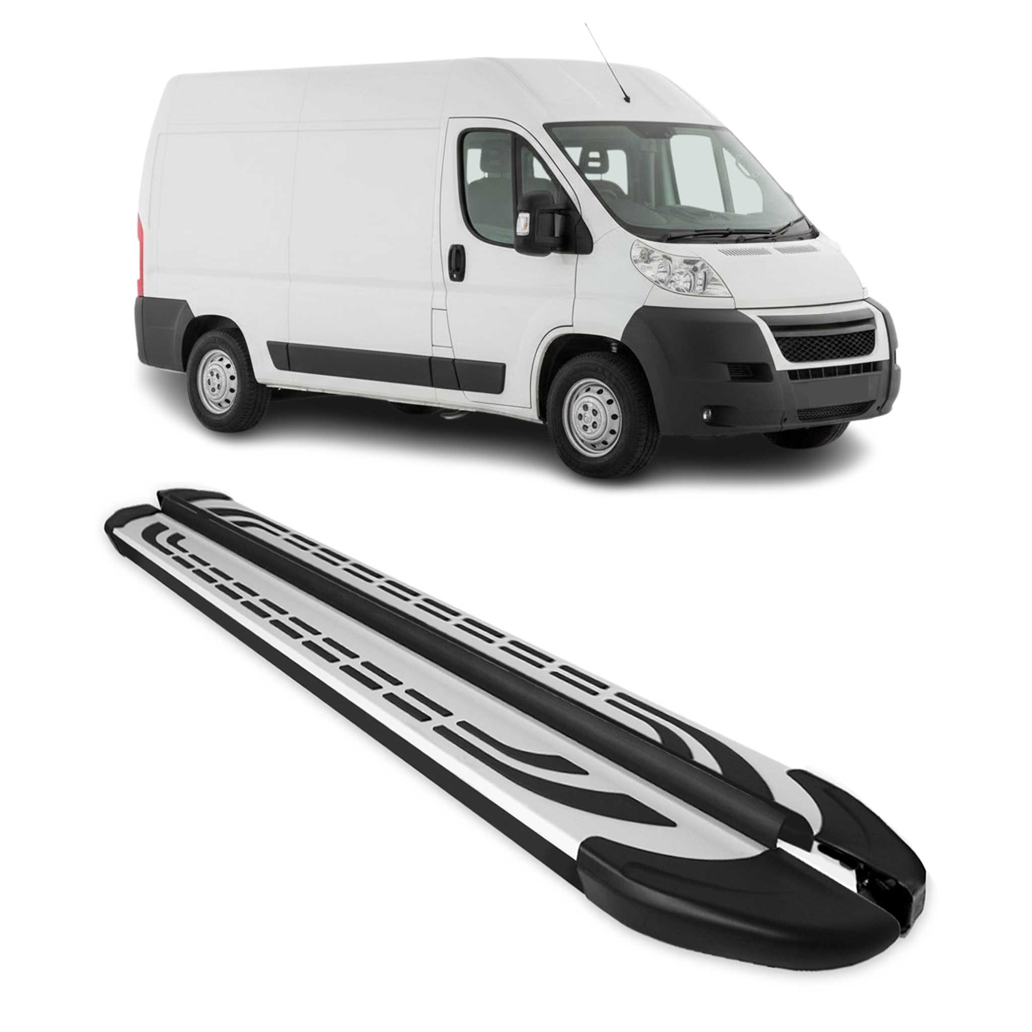 Trittbretter Seitenschweller für Citroen Jumper 2006-2013 Mittel L2 Alu Schwarz