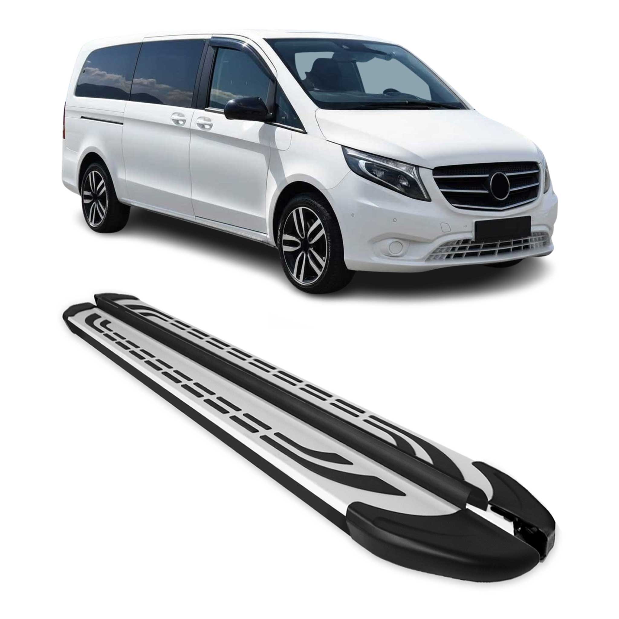 Trittbretter Seitenschweller für Mercedes Klasse W447 L3 2014-2026 Alu Schwarz