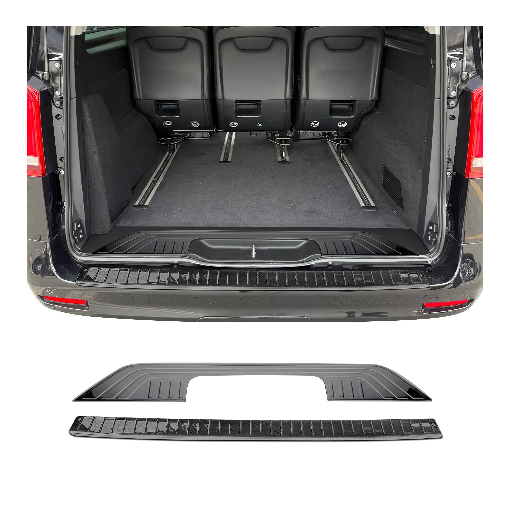 Chrom Satz Ladekantenschutz & Stoßstange für Mercedes Vito W447 2014-26 Dunkel